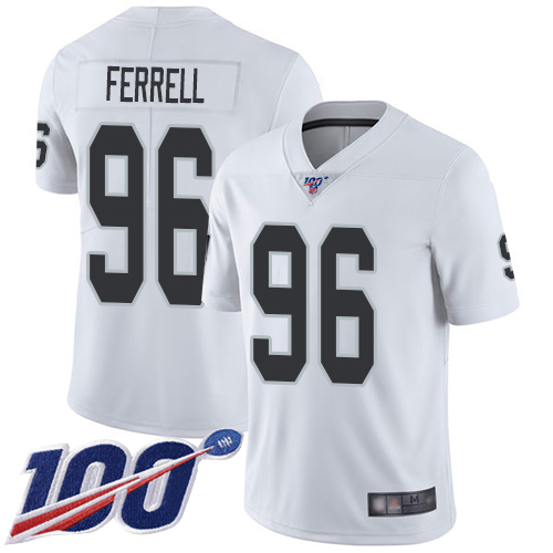 Men Oakland Raiders Limited White Clelin Ferrell Road Jersey NFL Football #96 100th Season Vapor Jersey